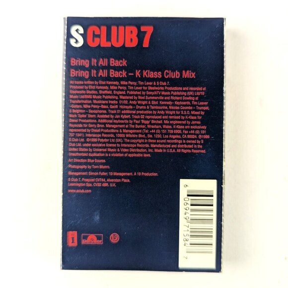S Club 7 Bring It All Back Cassette Tape Single 1999 - Picture 7 of 7